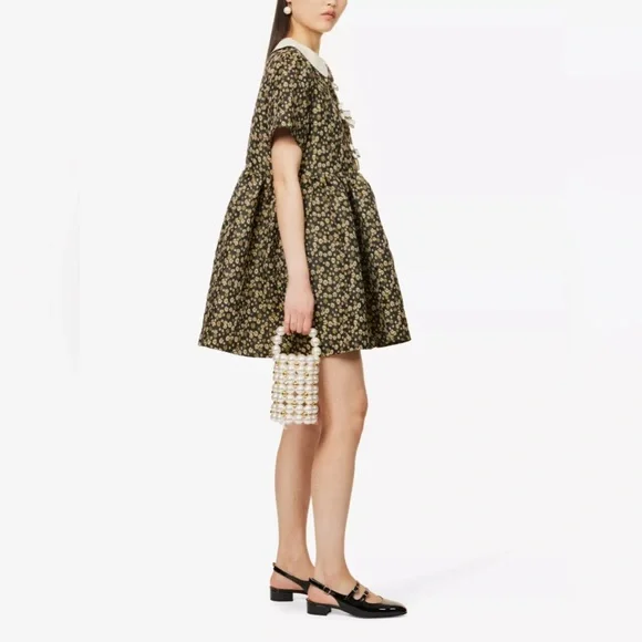 🆕 Sister Jane ‘Star Bloom’ Floral Jacquard Mini Dress with Cream Bows M - Picture 3 of 7